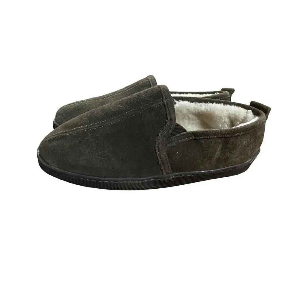 ‎Mens minnetonka Romeo suede leather faux fur slippers